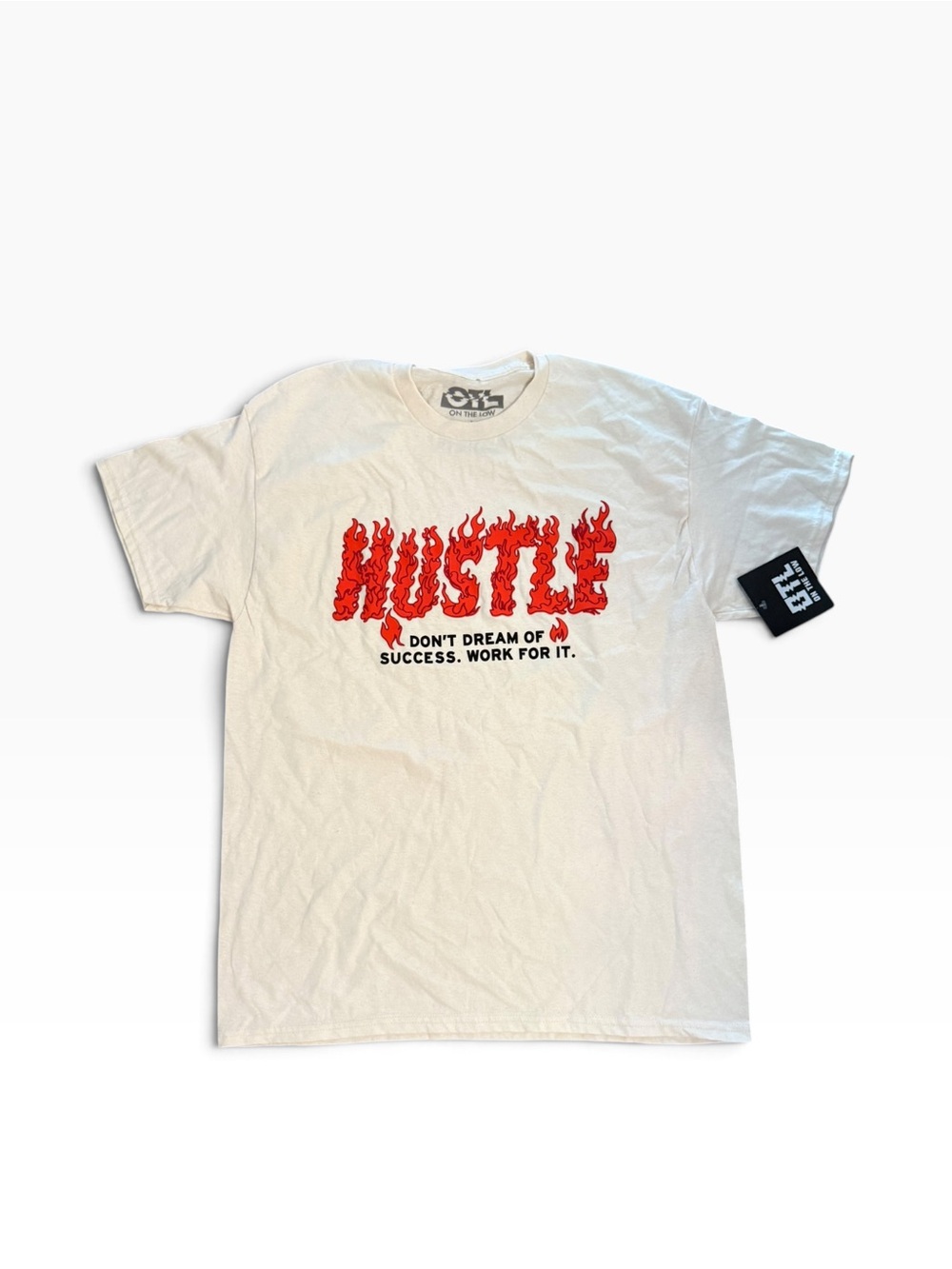 HUSTLE Flame Graphic T-Shirt - White